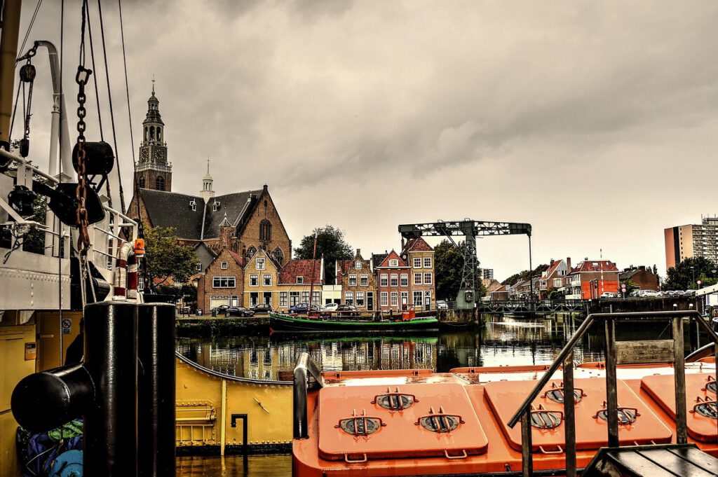 meuse lock, port, the kolk, church, lift bridge